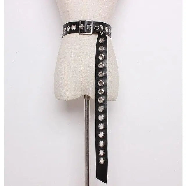 Gothic Faux Leather Eyelet Extra Long Belt EG0195 - Egirldoll