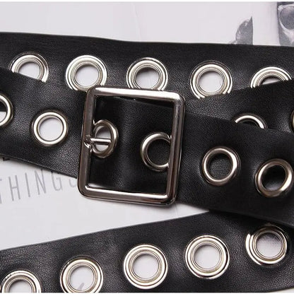 Gothic Faux Leather Eyelet Extra Long Belt EG0195 - Egirldoll