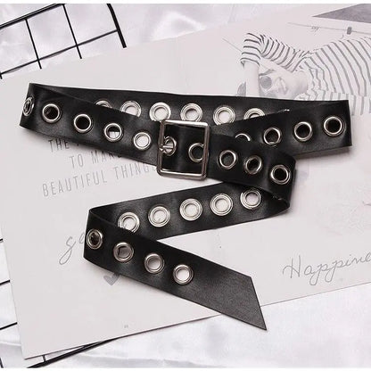 Gothic Faux Leather Eyelet Extra Long Belt EG0195 - Egirldoll