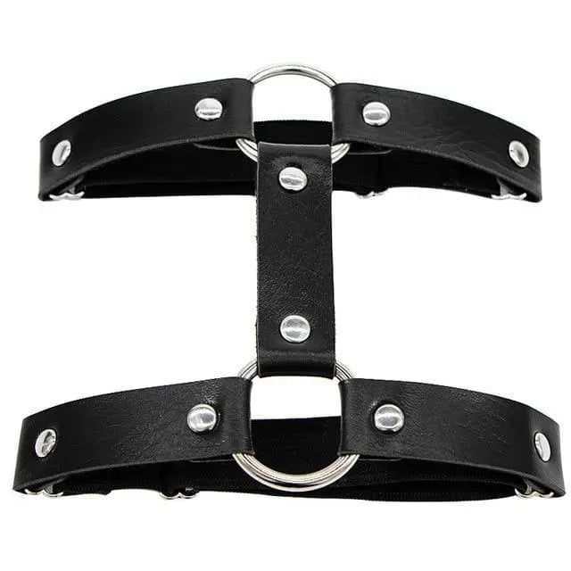Gothic Faux Leather O-Ring Double Strap Leg Harness EG040 - Egirldoll