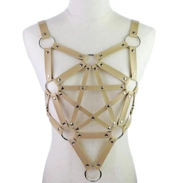Gothic Faux Leather Pentagram Body Harness EG0203 - Egirldoll
