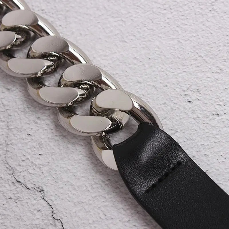 Gothic Faux Leather Thick Chain Choker Necklace EG0206 - Egirldoll