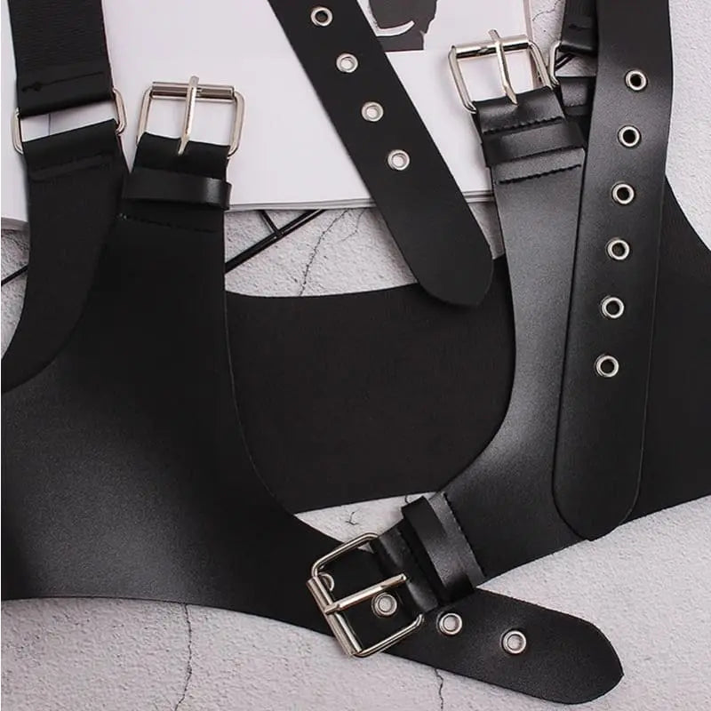 Gothic Faux Leather Triple Buckles Harness EG261 - Egirldoll