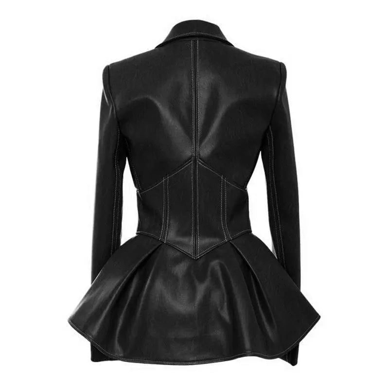 Gothic Faux Leather Zip Up Waist Jacket EG0208 - Egirldoll