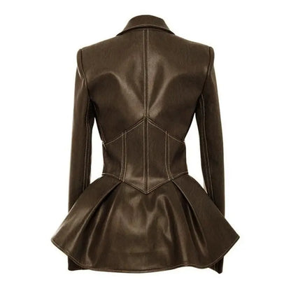 Gothic Faux Leather Zip Up Waist Jacket EG0208 - Egirldoll