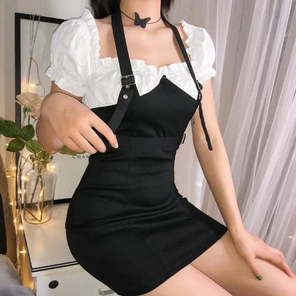 Gothic Faux Two-Piece White Ruffle Top and Underbust Skirt Set EG0209 - Egirldoll