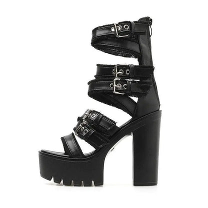 Gothic Gladiator Criss Cross Straps Platform Sandals EG0225 - Egirldoll