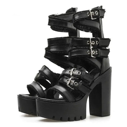 Gothic Gladiator Criss Cross Straps Platform Sandals EG0225 - Egirldoll