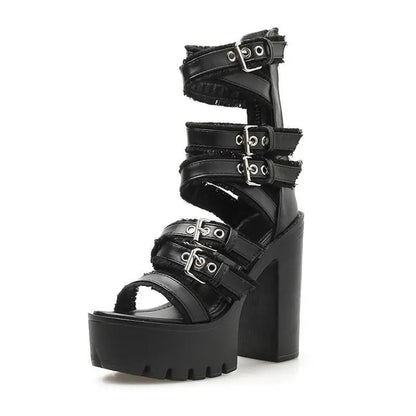 Gothic Gladiator Criss Cross Straps Platform Sandals EG0225 - Egirldoll