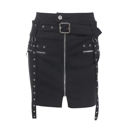 Gothic Grommet Straps Zip Up Pencil Mini Skirt EG0231 - Egirldoll