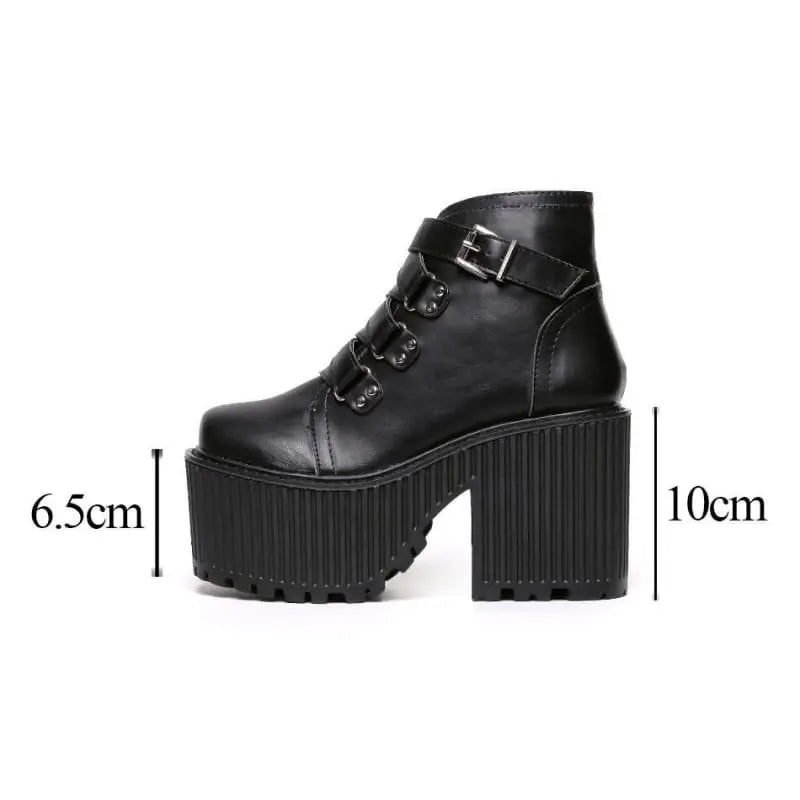 Gothic Grunge Buckle Ankle Platform Boots EG0243 - Egirldoll