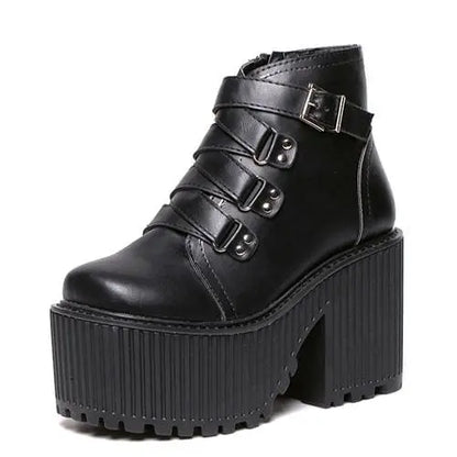 Gothic Grunge Buckle Ankle Platform Boots EG0243 - Egirldoll