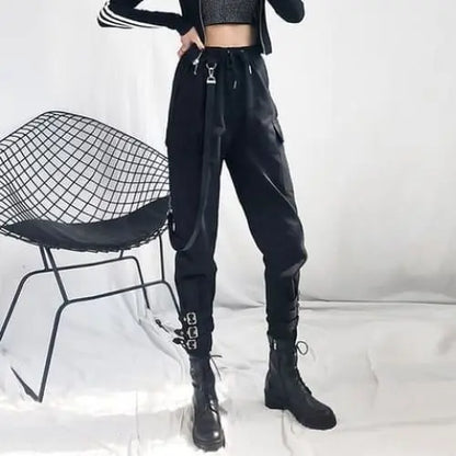 Gothic Grunge Buckle Strap Pants EG196 - Egirldoll