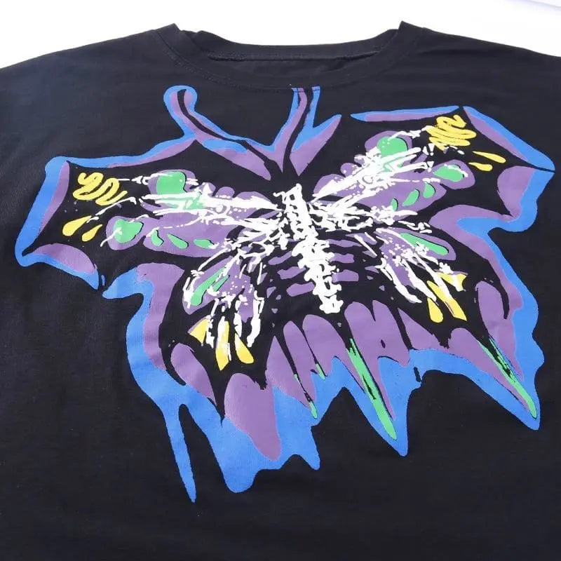 Gothic Grunge Butterfly Print Oversized Shirt Top EG362 - Egirldoll