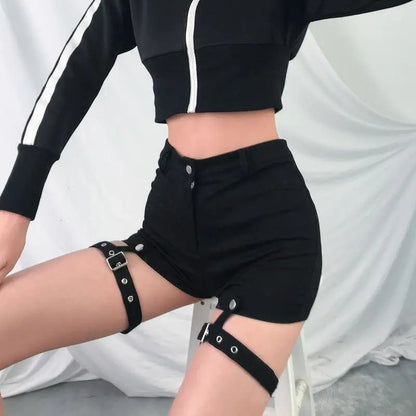 Gothic Grunge Detachable Leg Straps High Waisted Shorts EG050 - Egirldoll