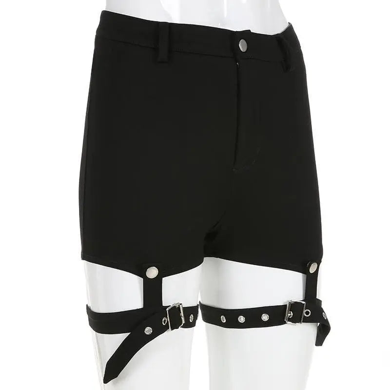 Gothic Grunge Detachable Leg Straps High Waisted Shorts EG050 - Egirldoll