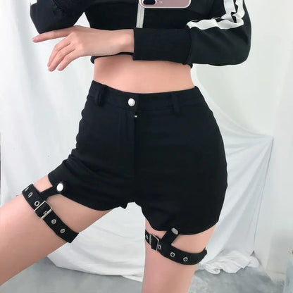 Gothic Grunge Detachable Leg Straps High Waisted Shorts EG050 - Egirldoll