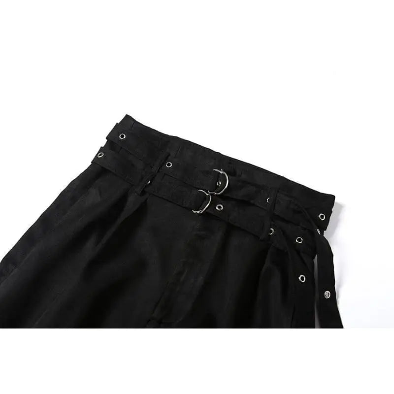 Gothic Grunge Double Belt High Waist Pants EG0269 - Egirldoll