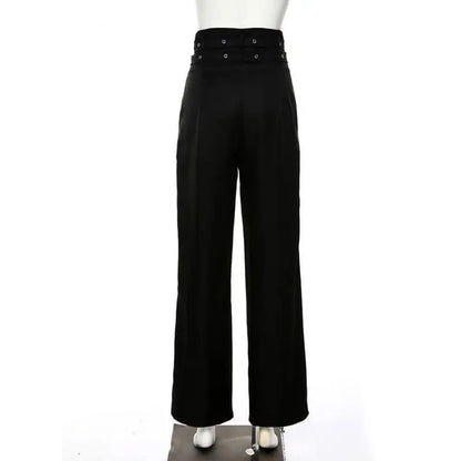 Gothic Grunge Double Belt High Waist Pants EG0269 - Egirldoll