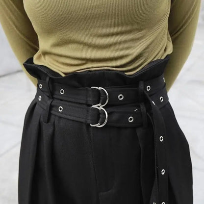 Gothic Grunge Double Belt High Waist Pants EG0269 - Egirldoll