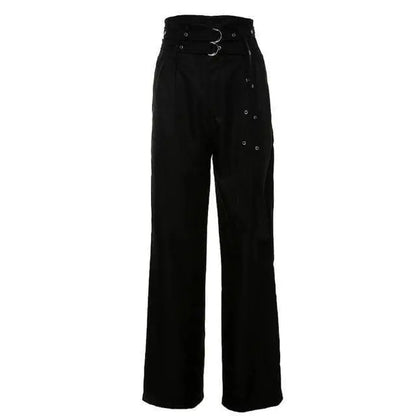 Gothic Grunge Double Belt High Waist Pants EG0269 - Egirldoll