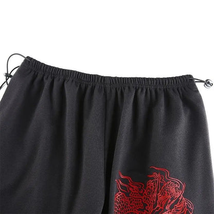 Gothic Grunge Double Red Dragon Print Pants EG0275 - Egirldoll