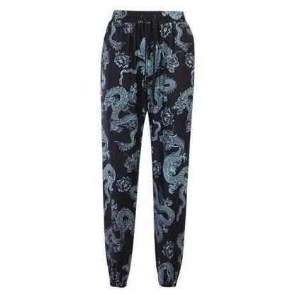 Gothic Grunge Dragon Print Trousers Pants EG389 - Egirldoll