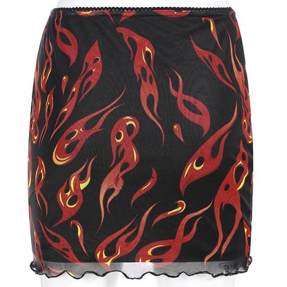 Gothic Grunge Flame Mesh Mini Skirt EG0295 - Egirldoll