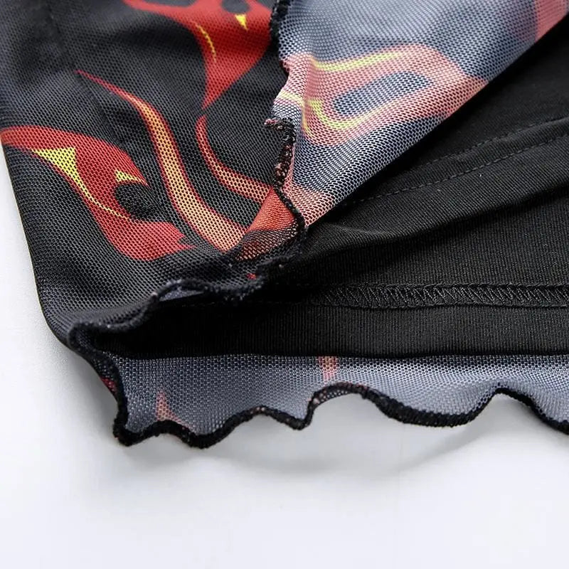 Gothic Grunge Flame Mesh Mini Skirt EG0295 - Egirldoll