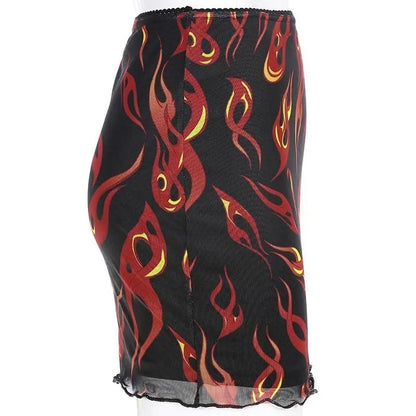 Gothic Grunge Flame Mesh Mini Skirt EG0295 - Egirldoll