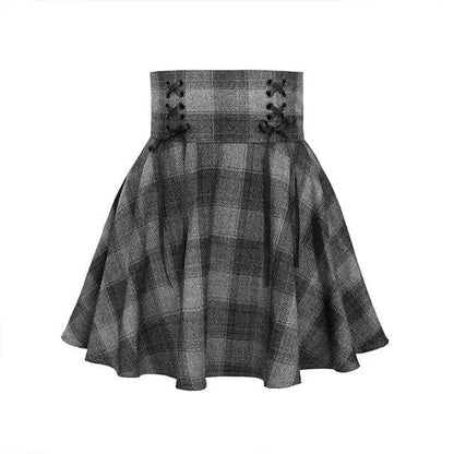 Gothic Grunge Harajuku Gray Plaid Mini Skirt EG12878 - Egirldoll