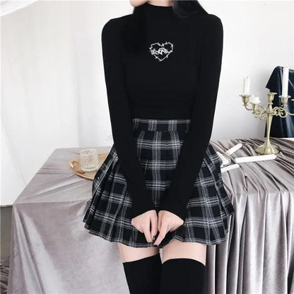 Gothic Grunge Heart Thorns Long Sleeve Top EG13090 - Egirldoll