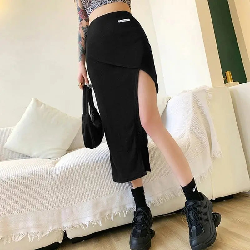 Gothic Grunge High Slit Irregular Bodycon Skirt EG231 - Egirldoll
