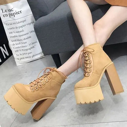 Gothic Grunge Lace Up Ankle Platform Boots EG313 - Egirldoll