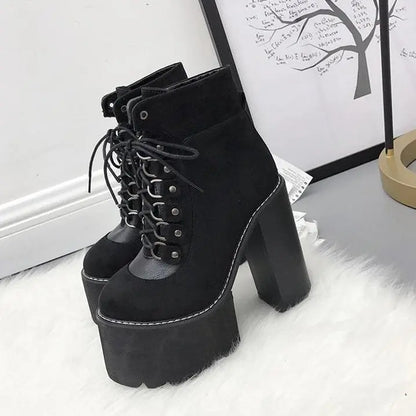 Gothic Grunge Lace Up Ankle Platform Boots EG313 - Egirldoll