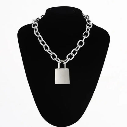 Gothic Grunge Large Padlock Chain Necklace EG0314 - Egirldoll