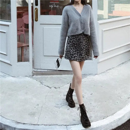 Gothic Grunge Leopard Print Mini Skirt (Available in M to 4XL) EG0316 - Egirldoll