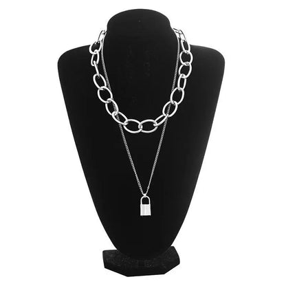 Gothic Grunge Padlock Chain Choker Necklace EG0327 - Egirldoll