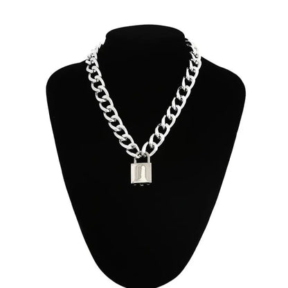 Gothic Grunge Padlock Thick Chain Necklace EG014 - Egirldoll