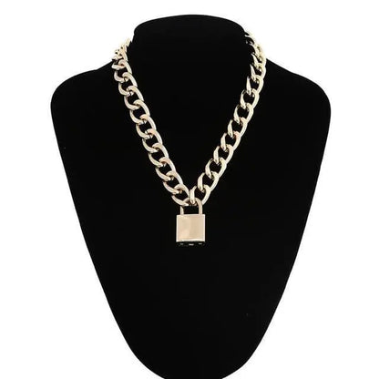 Gothic Grunge Padlock Thick Chain Necklace EG014 - Egirldoll