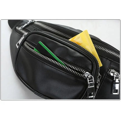 Gothic Grunge PU Leather Chain Fanny Pack Waist Bag EG0336 - Egirldoll