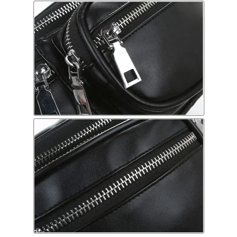 Gothic Grunge PU Leather Chain Fanny Pack Waist Bag EG0336 - Egirldoll
