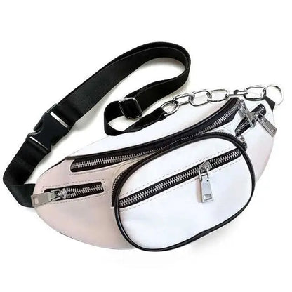 Gothic Grunge PU Leather Chain Fanny Pack Waist Bag EG0336 - Egirldoll