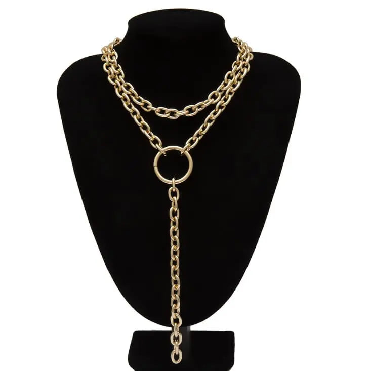 Gothic Grunge Punk O-Ring Layered Chain Necklace EG013 - Egirldoll