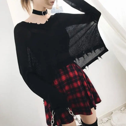 Gothic Grunge Red Black Plaid Skirt EG0344 - Egirldoll