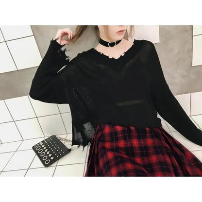 Gothic Grunge Red Black Plaid Skirt EG0344 - Egirldoll