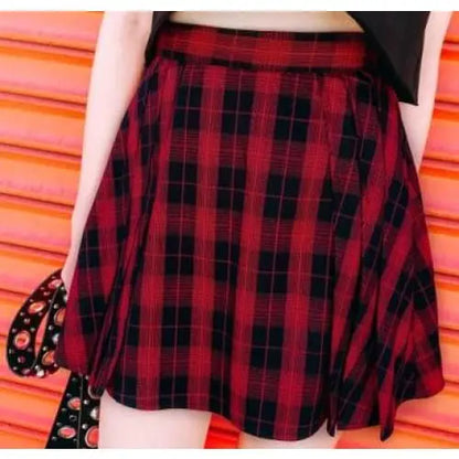 Gothic Grunge Red Black Plaid Skirt EG0344 - Egirldoll