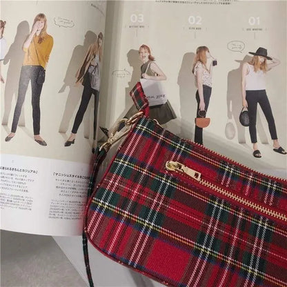 Gothic Grunge Red Plaid Small Shoulder Bag EG443 - Egirldoll