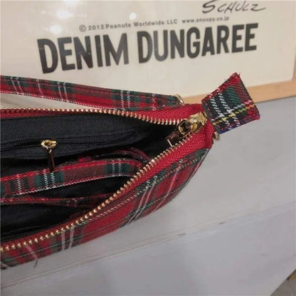 Gothic Grunge Red Plaid Small Shoulder Bag EG443 - Egirldoll