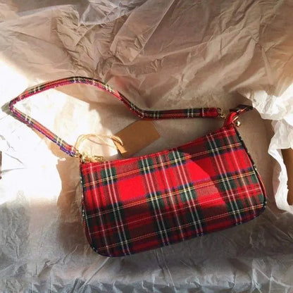 Gothic Grunge Red Plaid Small Shoulder Bag EG443 - Egirldoll